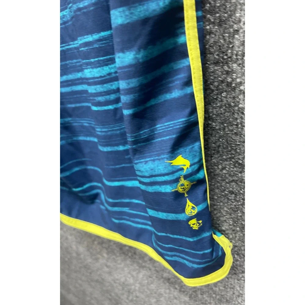 Salt Life Mens Board Shorts Sz 36 Blue Striped Swim Trunks SLX‎ QD Vapor Stretch